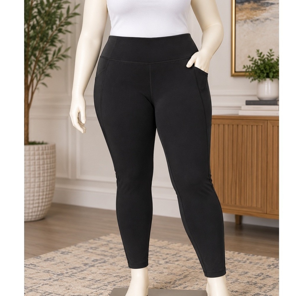 Lane Bryant LIVI Active Leggings Black Cotton Stretch Plus Size 22/24 Long